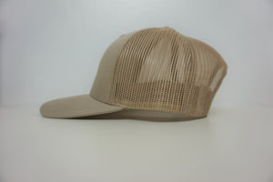 Beige retro trucker X White logo