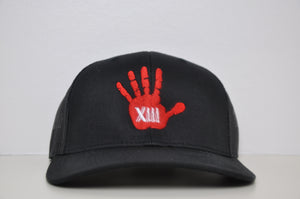 Black retro trucker X Red logo