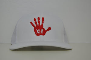 White retro trucker X Red logo