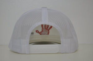 White retro trucker X Red logo