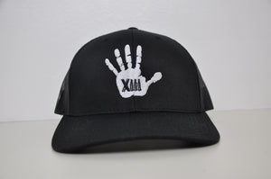 Black retro trucker X White logo