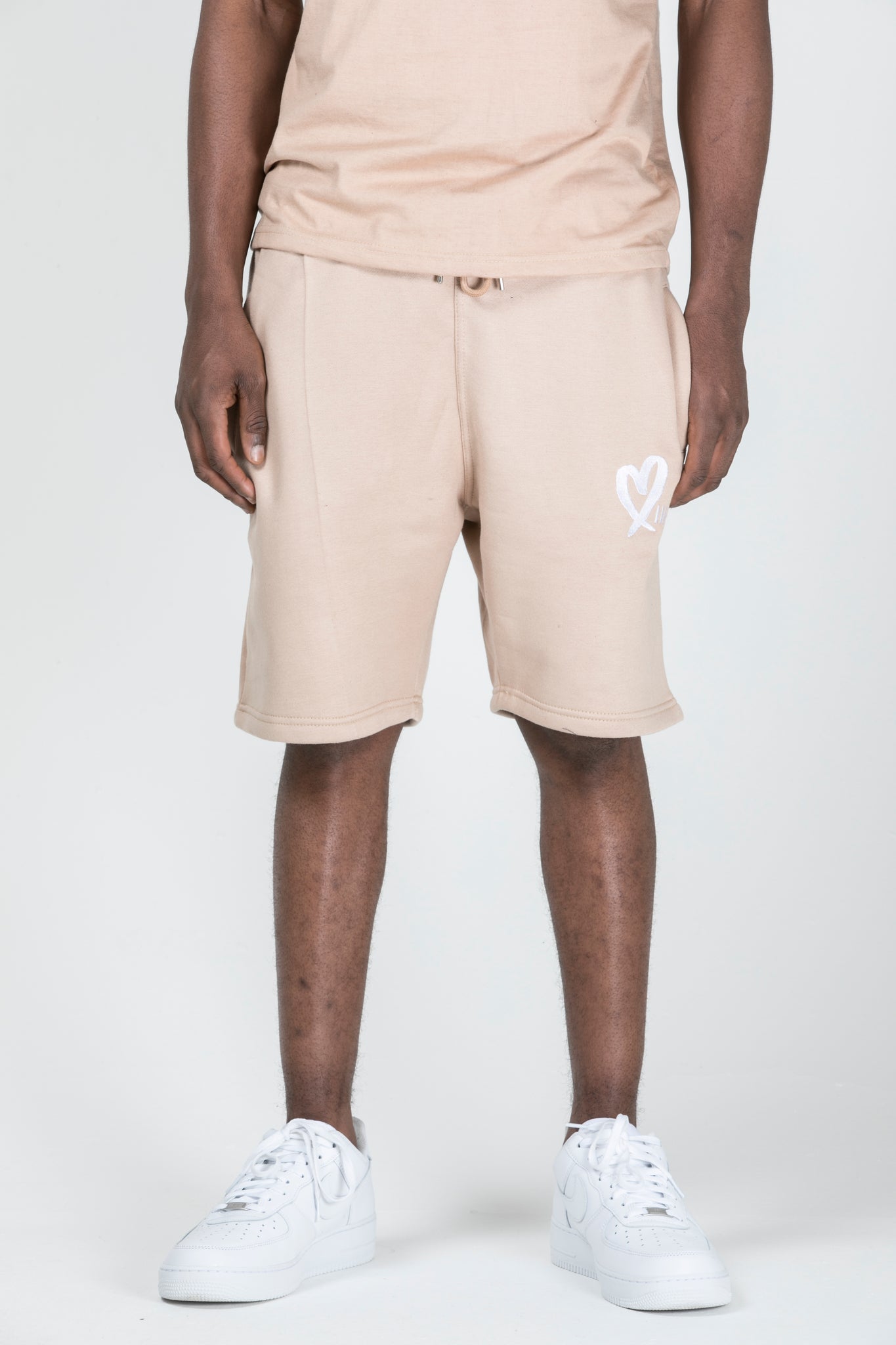 Beige Wild Heart Unisex Short Set