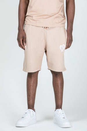 Beige Wild Heart Unisex Short Set