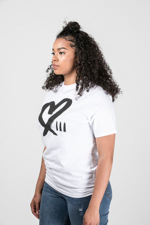 All White Large Logo Wild Heart Unisex T-Shirt